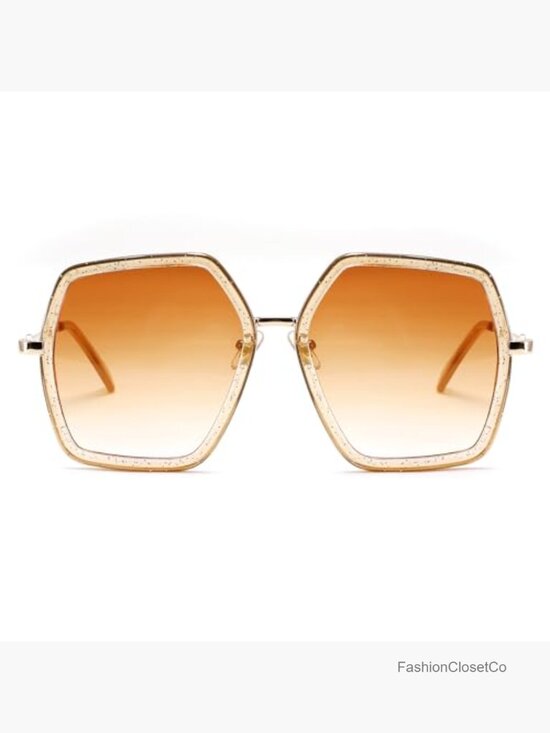 Oversized Geometric Hexagon Sunglasses UV400 Protective Women\'s